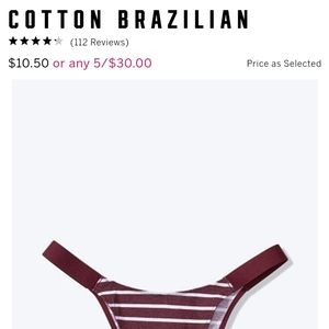 NWT Pink cotton Brazilian panty size large